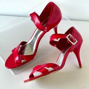 Fabulare Pink Patent Leather Heels Strappy Heels Shoes